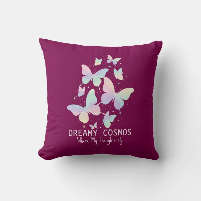 Pastel Galaxy Butterflies Dreamy Aesthetic Kissen (Vorderseite)