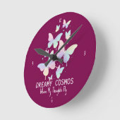Pastel Galaxy Butterflies Dreamy Aesthetic Runde Wanduhr (Winkel)