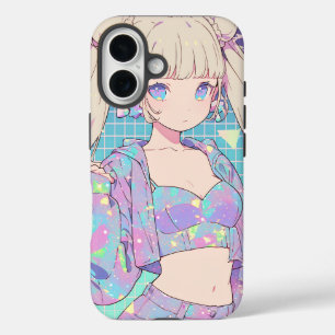 Pastel Galaxy Elf — Vaporwave Grid Fashion iPhone 16 Hülle