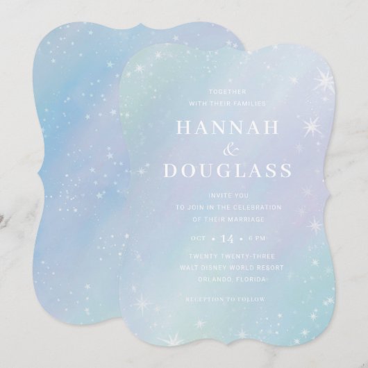 Pastel Galaxy Iridescent Wedding Einladung (Vorne/Hinten)