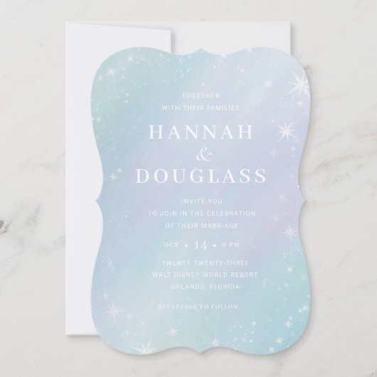 Pastel Galaxy Iridescent Wedding Einladung (Vorderseite)
