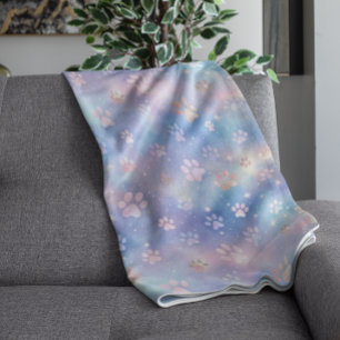 Pastel Galaxy Paw Prints - Niedlicher kosmischer P Fleecedecke