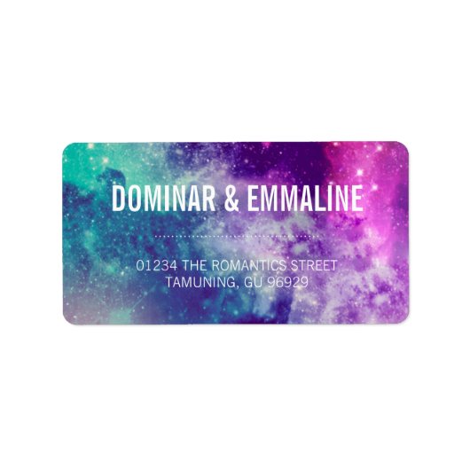 Pastel Galaxy Wedding Address Labels Adressaufkleber (Vorne)