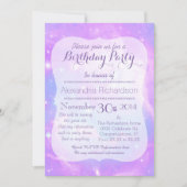 Pastel Galaxy Weltraum Geburtstag Einladung (Vorderseite)