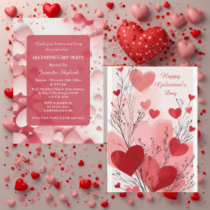 Pastel Galentine's Day Party Herzen Modern Elfenbe Einladung