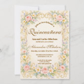 Pastel Garden Baroque Quinceañera Einladung (Vorderseite)