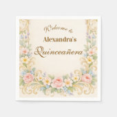 Pastel Garden Baroque Quinceañera Serviette (Vorderseite)
