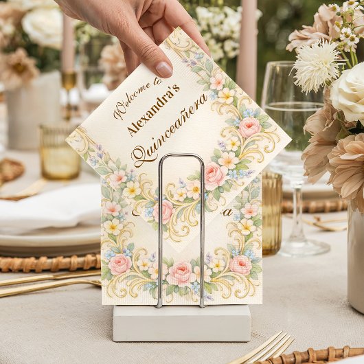 Pastel Garden Baroque Quinceañera Serviette