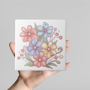 Pastel Garden Blooms Keramik Tile Fliese