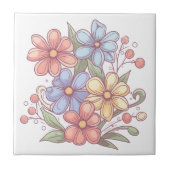 Pastel Garden Blooms Keramik Tile Fliese (Vorderseite)