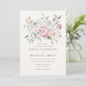 Pastel Garden Floral Wedding Invitation Einladung (Stehend Vorderseite)