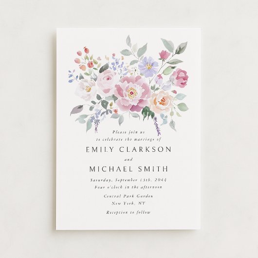 Pastel Garden Floral Wedding Invitation Einladung