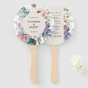 Pastel Garden Floral Wedding Program Hand Fan Fächer