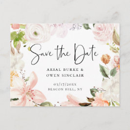 Pastel Garden Floral Wreath Save the Date Ankündigungspostkarte