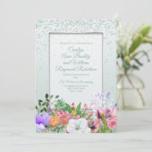 Pastel Garden Glittery Mint Wedding Einladung (Stehend Vorderseite)