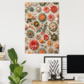 Pastel Garden: Handgearbeitete 3D-Flora-Flat Lay Poster (Heimbüro)