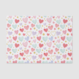Pastel Garden Hearts & Gold Botanical Sparkle Seidenpapier