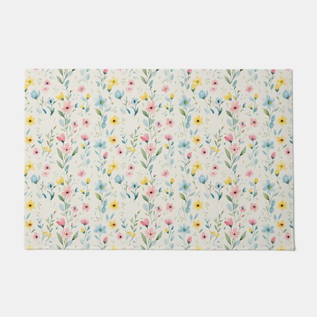 pastel garden watercolor florals fußmatte (Vorderseite)