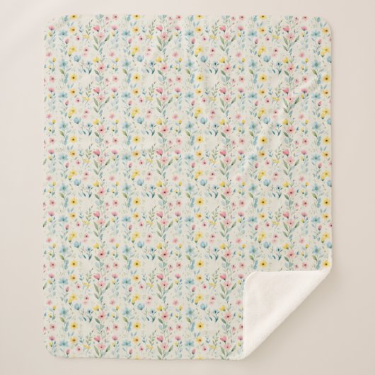 pastel garden watercolor florals sherpadecke (Vorderseite)