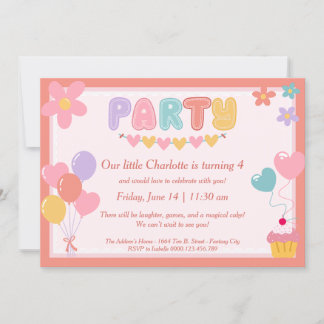 Pastel Geburtstagseinladungen - gedruckt oder digi Einladung