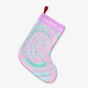 Pastel Gefärbte Krawatte Muster Pink Aqua Minze P Kleiner Weihnachtsstrumpf