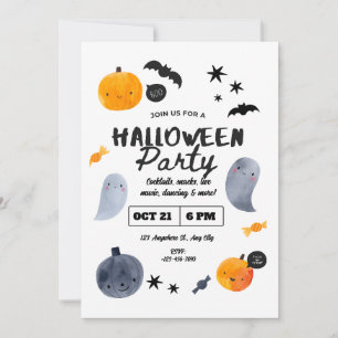 Pastel-Geister-Halloween-Einladung für Kleinkinder Einladung