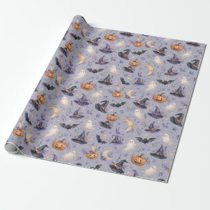 Pastel-Geister-Hexenhut-Halloween-Muster-Geschenkv Geschenkpapier