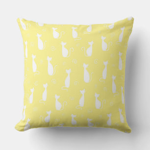 PASTEL GELB MIT WEISSEN CAT-SILHOUETTEN KISSEN