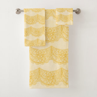 PASTEL-GELBE-FLÄCHENROWS SEHEN PATTER AUS BADHANDTUCH SET