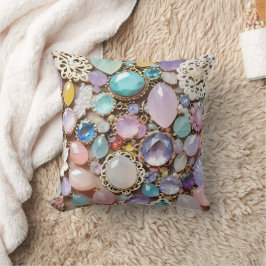Pastel Gems And Jewels In Pinks & Purples Kissen
