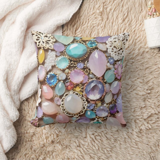 Pastel Gems And Jewels In Pinks & Purples Kissen (Decke)