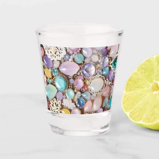Pastel Gems And Jewels In Pinks & Purples Schnapsglas (Vorderseite)