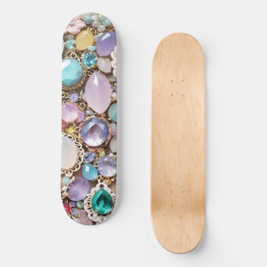 Pastel Gems And Jewels In Pinks & Purples Skateboard (Vorderseite)
