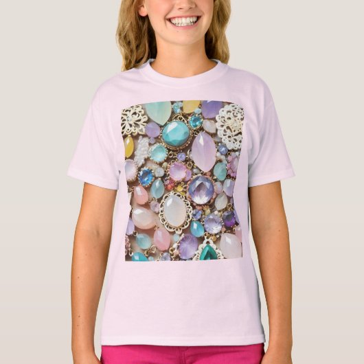 Pastel Gems And Jewels In Pinks & Purples T-Shirt (Vorderseite)