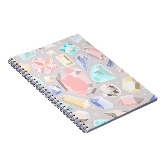 Pastel Gemstone Diamond Pattern PInk Aqua Gems Notizblock (Rechte Seite)