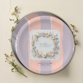 Pastel Gender Neutral Wildblume Babydusche Pappteller