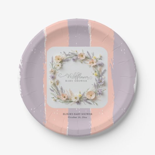 Pastel Gender Neutral Wildblume Babydusche Pappteller (Vorderseite)