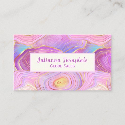 Pastel Geode Agate und Gold Visitenkarte (Vorderseite)