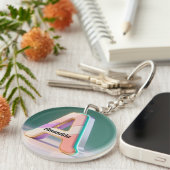 Pastel Geometric 3D Monogram Letter A Schlüsselanhänger (Vorderseite rechts)