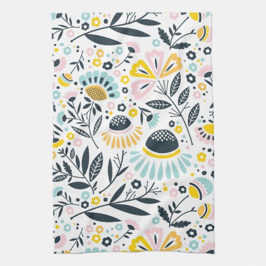 Pastel Geometric Floral Kittuch Küchentuch (Vertikal)