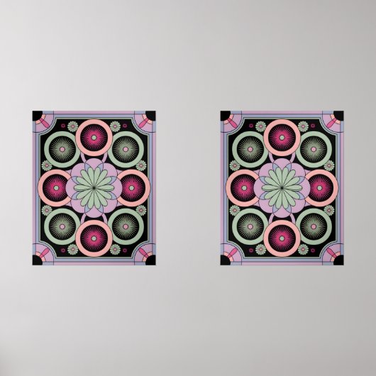 Pastel Geometric Mandala Bloom Bilderwand Sets (Vorderseite)