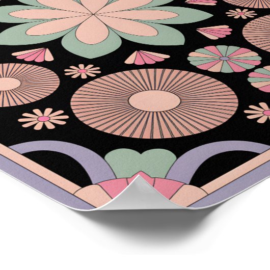 Pastel Geometric Mandala Bloom Poster (Ecke)