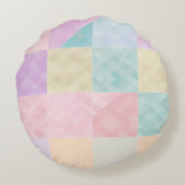 Pastel Geometric Patchwork Pillow Rundes Kissen (Rückseite)