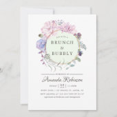 Pastel Geometric Peonies Blumenbrunch und Bubbly Einladung (Vorderseite)