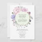 Pastel Geometric Peonies Floral Wedding Einladung (Vorderseite)