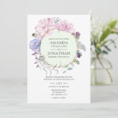 Pastel Geometric Peonies Floral Wedding Einladung (Stehend Vorderseite)