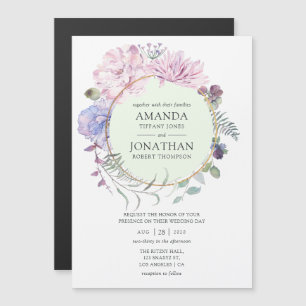 Pastel Geometric Peonies Floral Wedding Magneteinladung