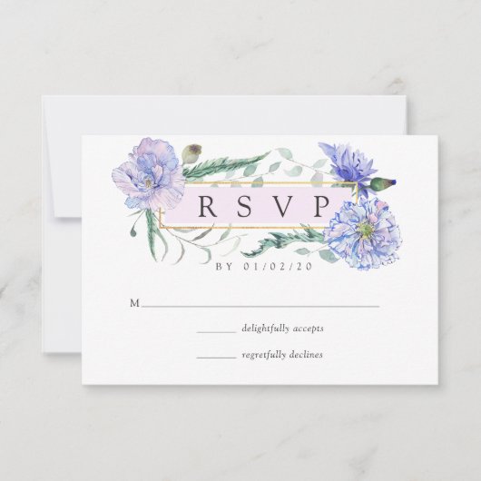 Pastel Geometric Peonies Floral Wedding RSVP (Vorderseite)