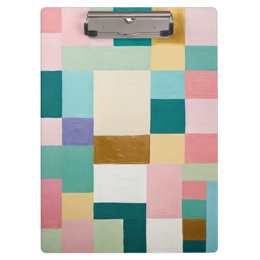 Pastel Geometric Quilt Klemmbrett (Vorderseite)