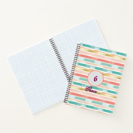 Pastel Geometric Seamless Muster Monogram Notizblock (Innenseite)